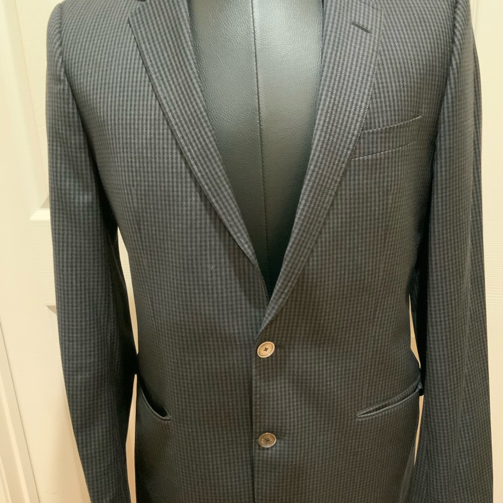 Boss Navy and Gray Houndstooth Blazer